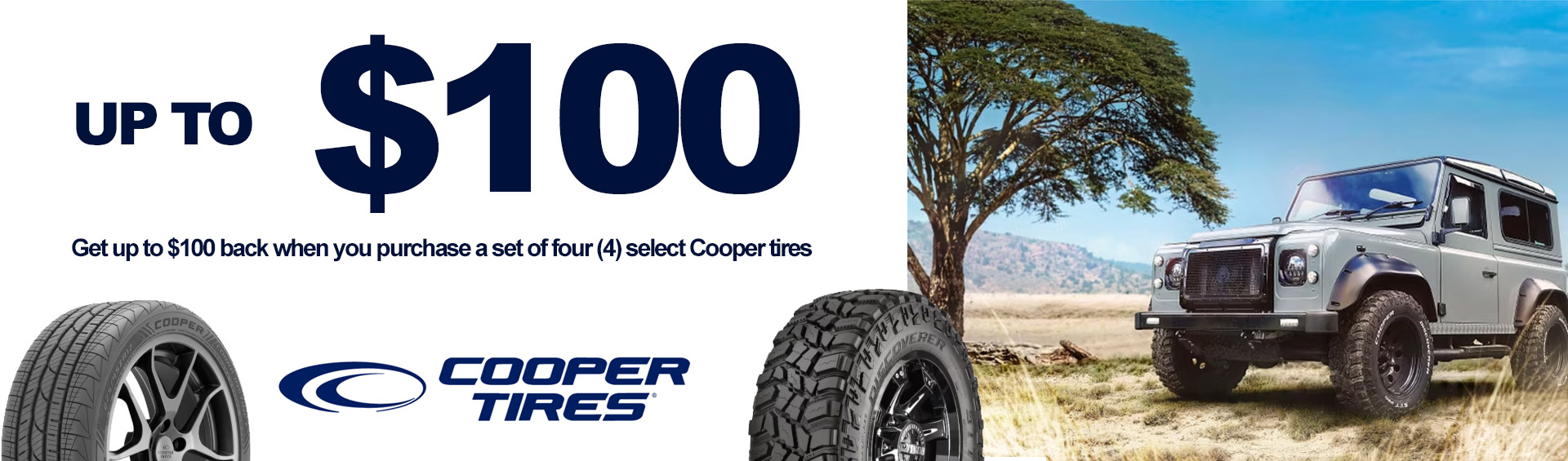 Up To $100 Rebates on Select Cooper Tires